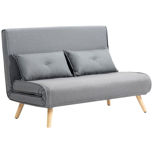 Two seater linen look sofa - seater, bed