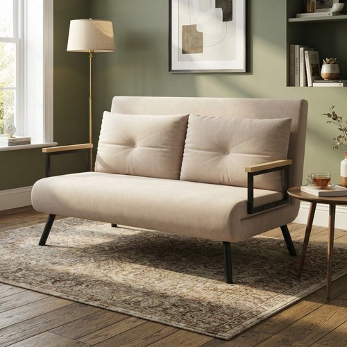 Velvet seater sofa - bed,