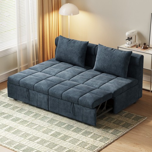 Blue fabric seater sofa bed - blue,