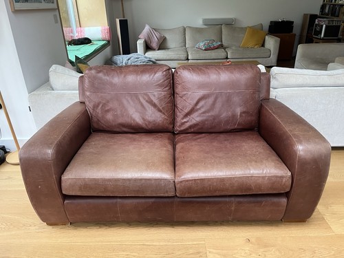 Real leather two seater sofa - leather,
